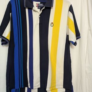 Chaps Men's Striped Polo Shirt - Blue, Yellow, White